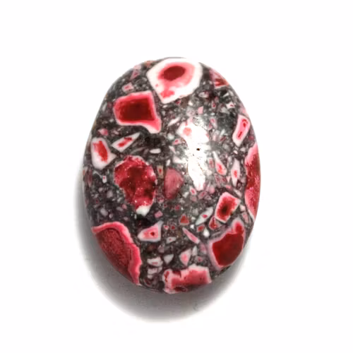 Röd Magnesit Oval Spräcklig 25x18mm 1st