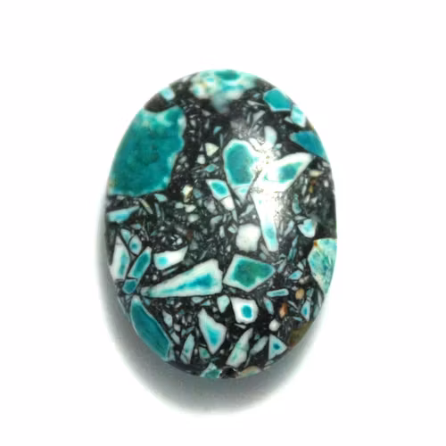 Mörkgrön Magnesit Oval Spräcklig 25x18mm 1st
