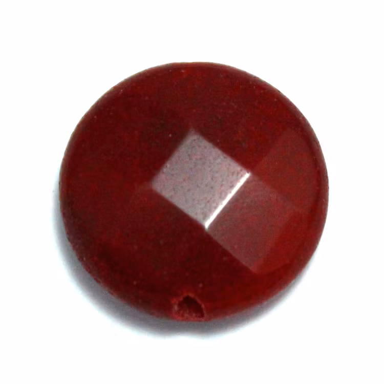 Röd Jade Facetterad Coin 20mm 1st