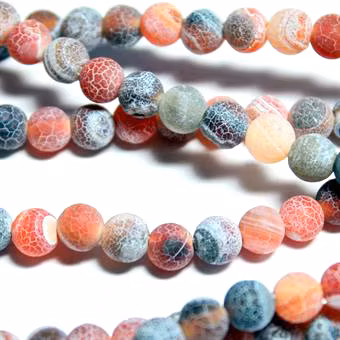 Orange/Svart Matte Krackelerad Agat 4mm 1sträng