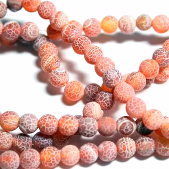 Mörkröd Matte Krackelerad Agat 6mm 1sträng