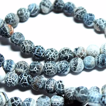 Svart Matte Krackelerad Agat 6mm 1sträng