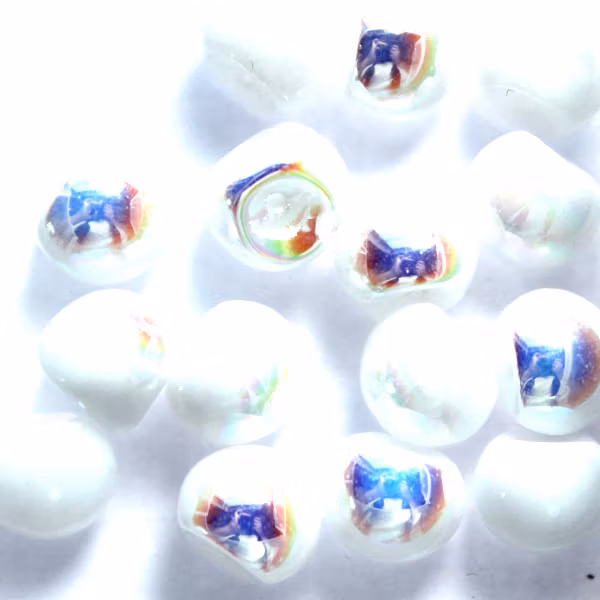Opaque White AB Mushroom 9x8mm 15st