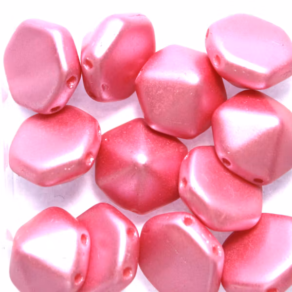 Alabaster Pastel Pink Pyramid Hex 12st