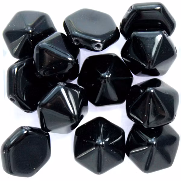 Jet Pyramid Hexagon Beads 5st