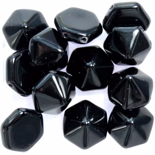 Jet Pyramid Hexagon Beads 5st