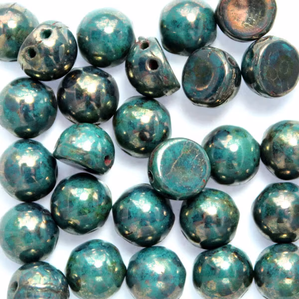 Dark Turquoise Bronze Picasso CzechMates Cabochon 8g