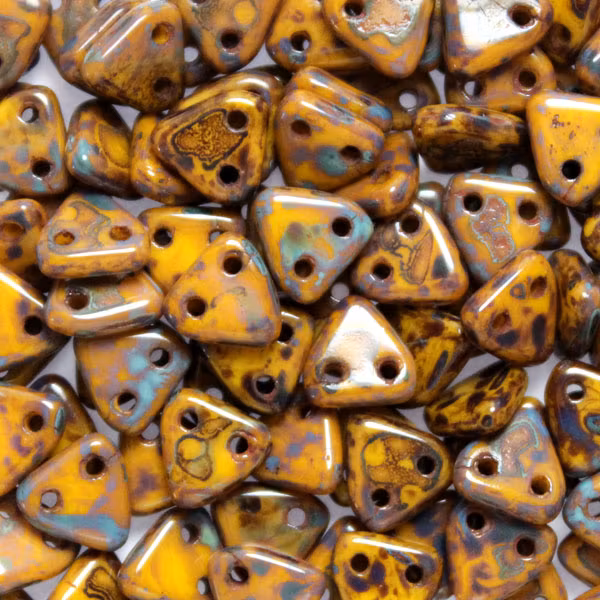 Opaque Yellow Picasso CzechMates Triangle 10g