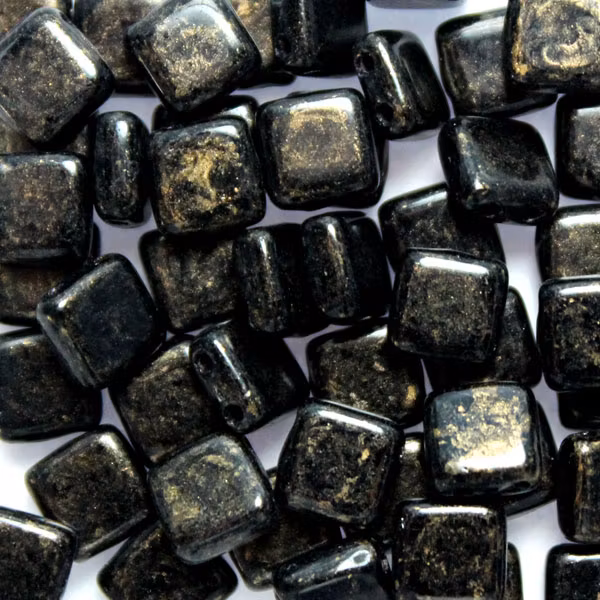 Gold Marbled Jet Tile 50st