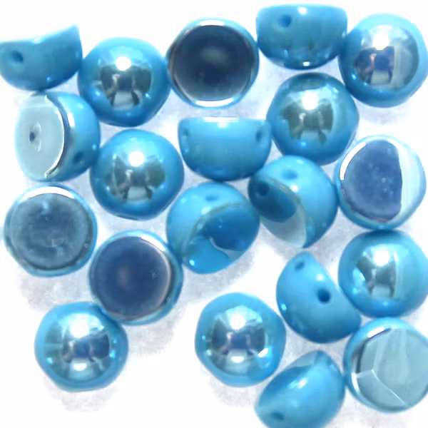 Opaque Aqua Full Light AB 2-hole Cabochon 20st