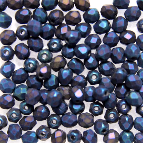 Matte Iris Blue Fire Polish 4mm 100st