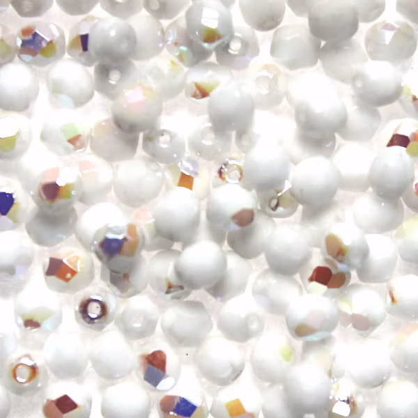 Opaque White AB Fire Polish 4mm 100st