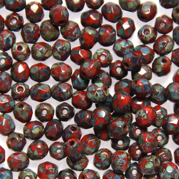 Opaque Red Picasso Fire Polish 4mm 100st