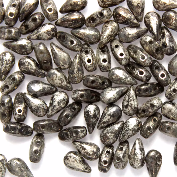 Opaque White Antique Chrome Dropduo 5g