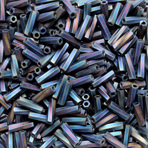 Matte Opaque Black AB TW206-0401FR Miyuki Twisted Bugle Beads 6mm 10g