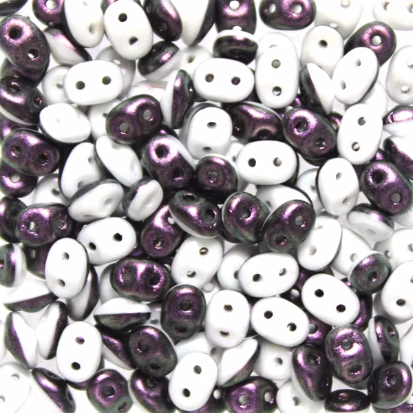 Polychrome Black Raspberry/Crem Superduo Duets 10g