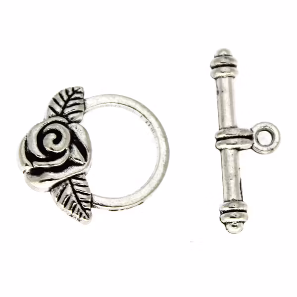 Silverfärgat Togglelås Ros 17mm 1set