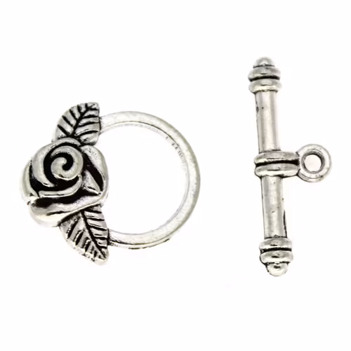 Silverfärgat Togglelås Ros 17mm 1set