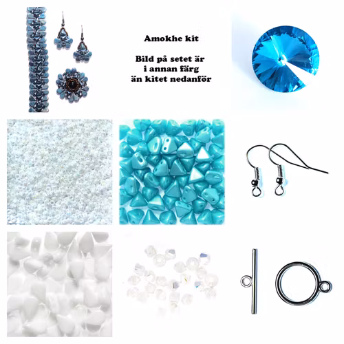 Amokhe Kit Vit och Ljusblå (EJ MÖNSTER ENDAST PÄRLOR)