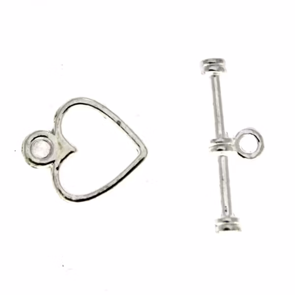 Silverfärgat Togglelås Hjärta 12mm 1set