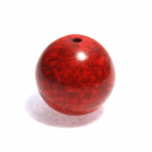Syntetisk Turkos Rund Röd 16mm 1st