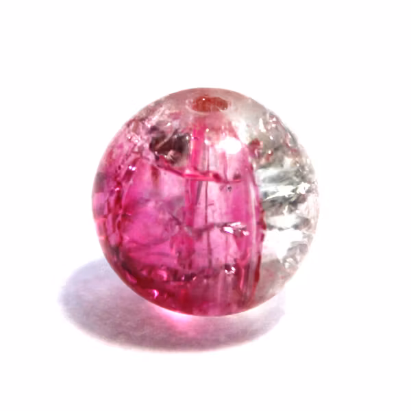 Rosa/Crystal Krackelerad Glaspärla Rund 16mm 1st
