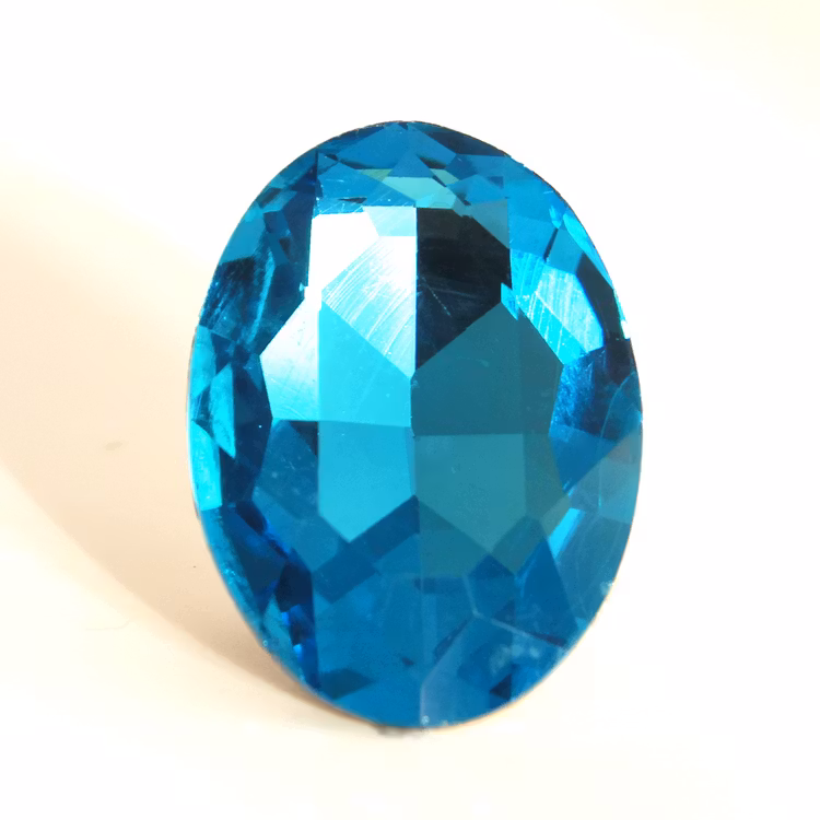 Aqua Kinesisk Strass Oval 14x10mm 3st