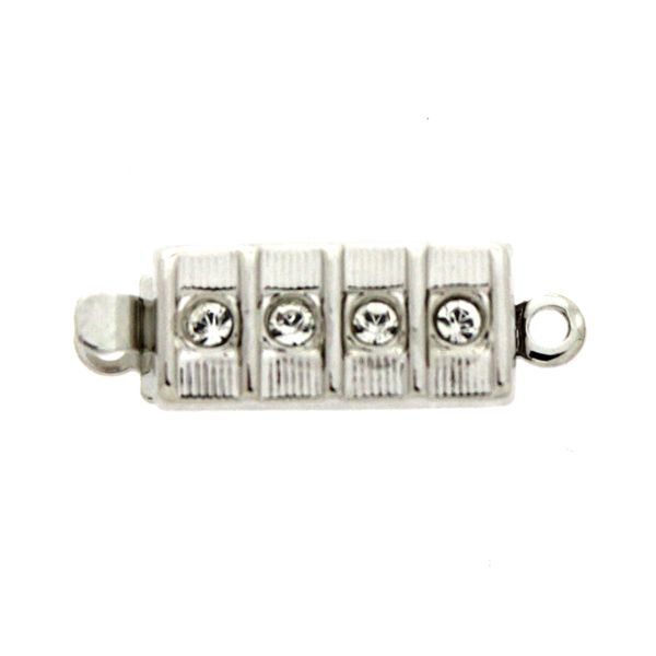 Claspgarten Boxlås Avlång 12x6mm Swarovskistrass Rodiumpläterad 1st