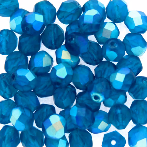Matte Capri Blue AB Fire Polish 6mm 50st
