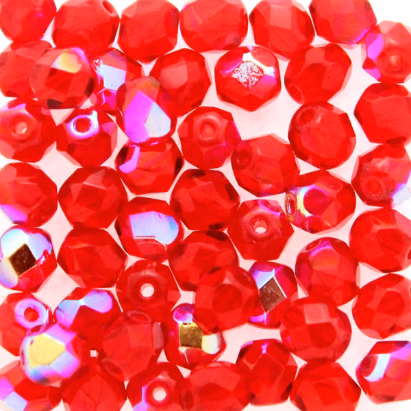 Siam Ruby AB Fire Polish 6mm 50st