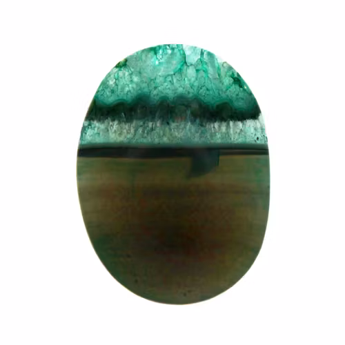 Grön Randig Krackelerad Agat Oval Cabochon 40x30mm 1st