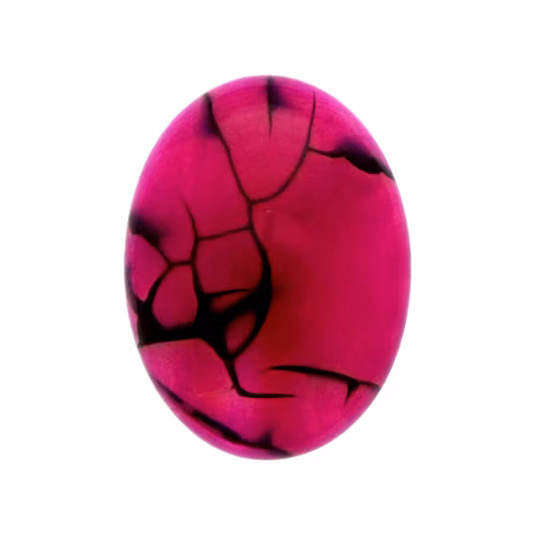 Cerise/Svart Spindelnätsagat Oval Cabochon 40x30mm 1st
