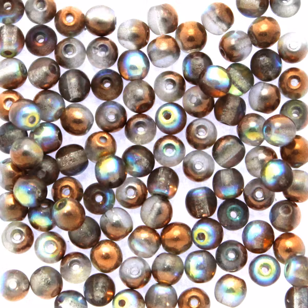 Crystal Copper Rainbow Runda/Druks 2mm 100st