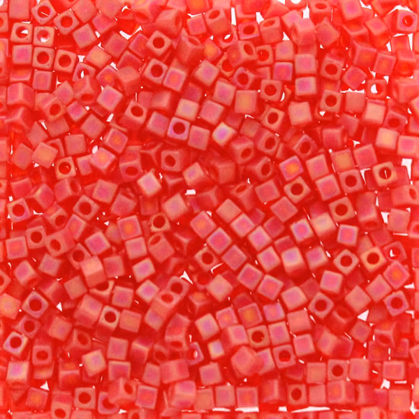 Matte Transparent Red Orange AB SB18-0140FR Miyuki 1,8mm Cube 10g