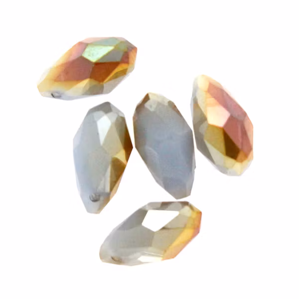 Opal Blue Copper Luster Droppe Glas 12x6mm 1st