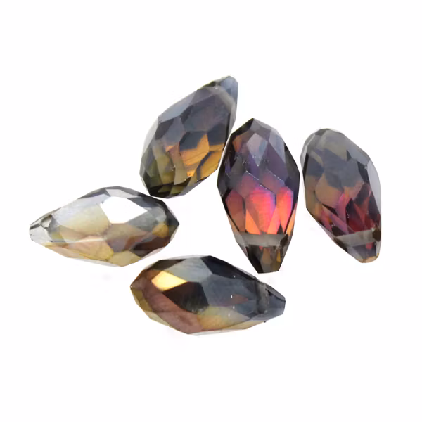 Crystal Half Metallic Gold Droppe Glas 12x6mm 1st