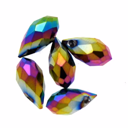 Metallic Rainbow Droppe Glas 12x6mm 1st
