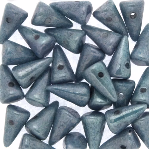 Opaque White Blue Luster Spikes 5x8mm 5g