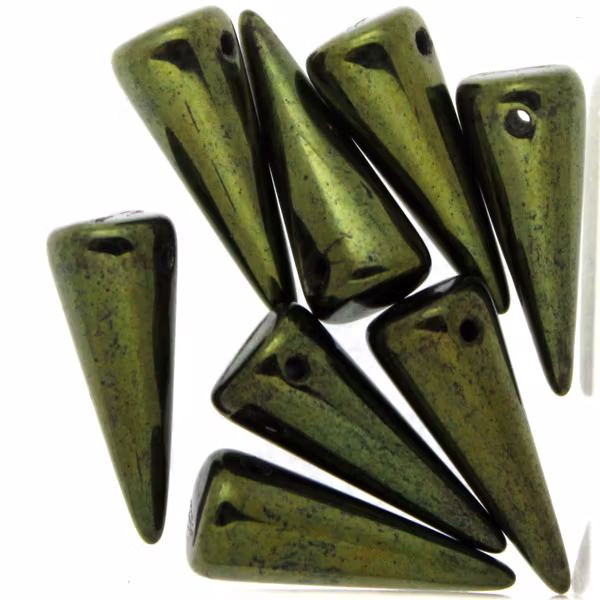 Jet Green Luster Spikes 7x17mm 5g