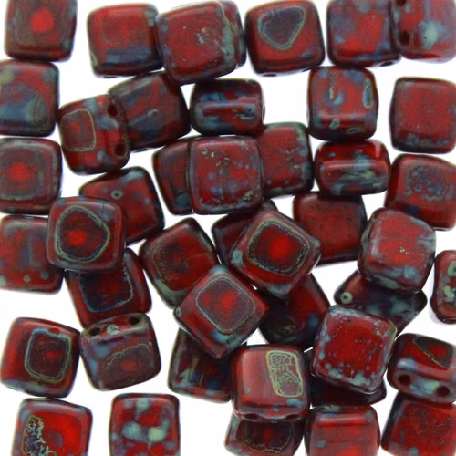 Opaque Red Picasso Tile 10g