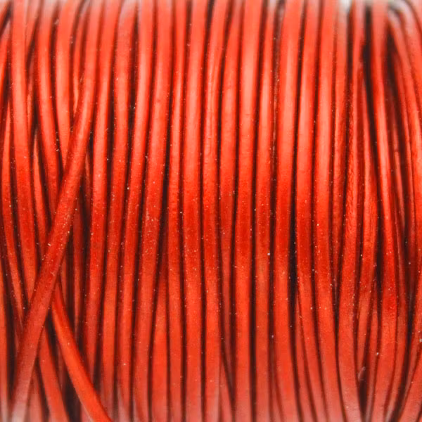 Metallic Moroccan Red Läder 1mm Rund 1m