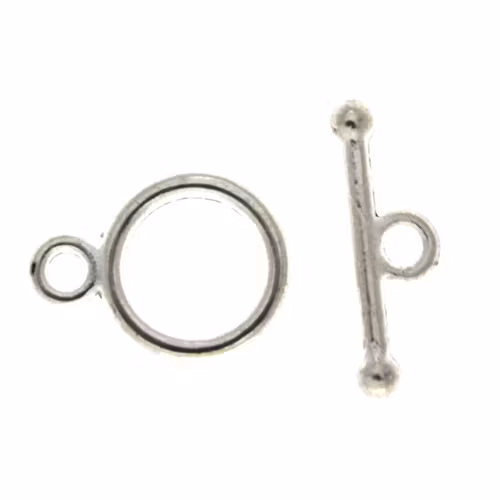 Silverfärgat Togglelås Slät 10mm 2set