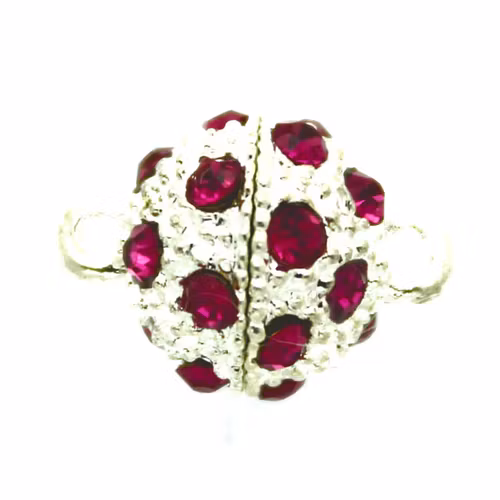 Magnetlås Knottrig Strass Fuchsia Silverfärgat 10x14mm 1st