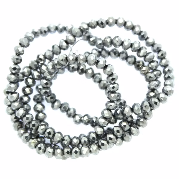 Metallic Silver Facetterade Rondeller / Abacus (2,5x3)2x3mm ca150st