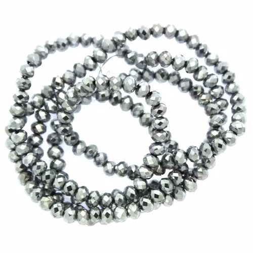 Metallic Silver Facetterade Rondeller / Abacus (2,5x3)2x3mm ca150st