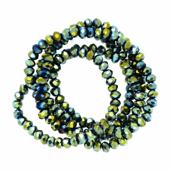Metallic Green Facetterade Rondeller / Abacus 2x3mm ca195st