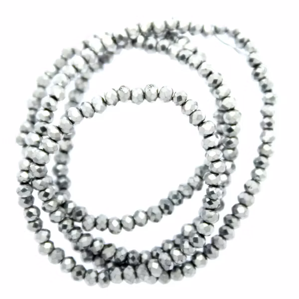 Metallic Silver Facetterade Rondeller / Abacus 1,5x2mm