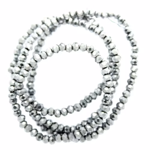 Metallic Silver Facetterade Rondeller / Abacus 1,5x2mm
