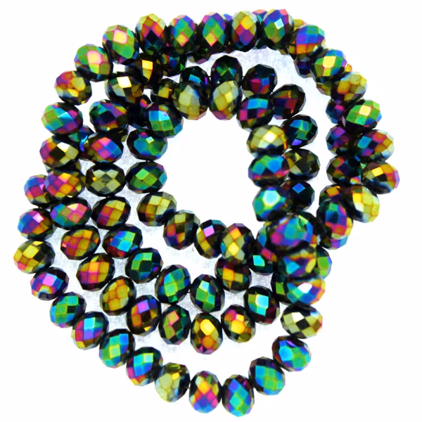 Metallic Rainbow Facetterade Rondeller / Abacus 4x6mm ca95st