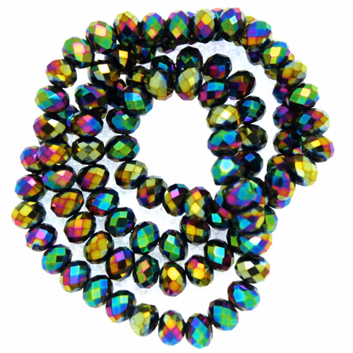 Metallic Rainbow Facetterade Rondeller / Abacus 4x6mm ca95st